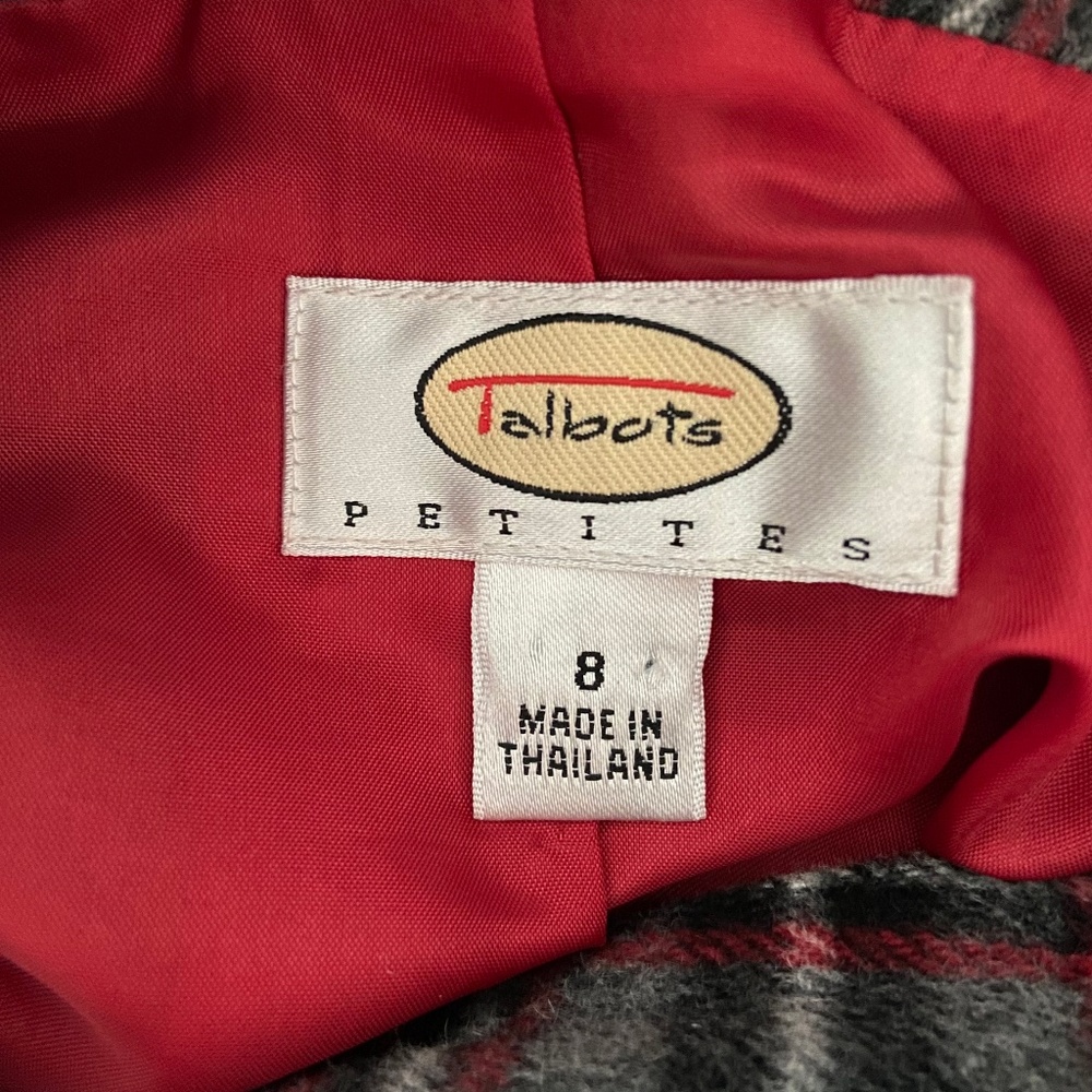 Vintage y2k Talbots wool black red plaid cropped blazer jacket- size 8 - Picture 2 of 6
